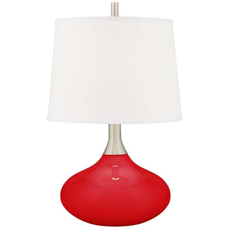 Image 2 Bright Red Felix Modern Table Lamp with Table Top Dimmer