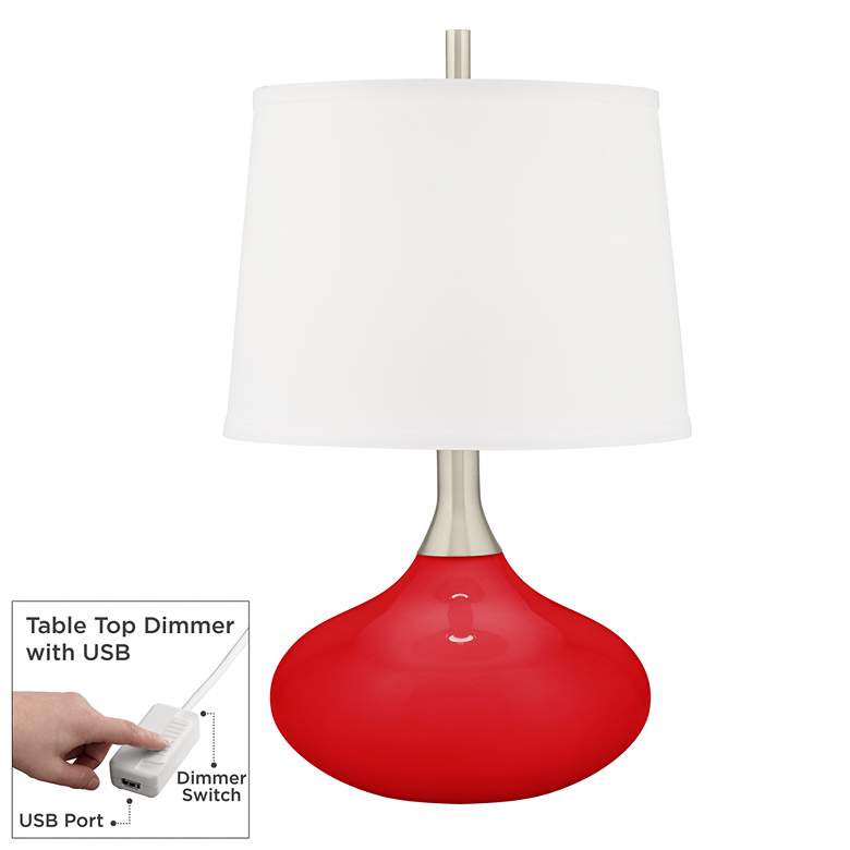 Image 1 Bright Red Felix Modern Table Lamp with Table Top Dimmer