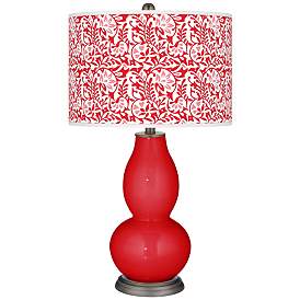 Image1 of Bright Red Gardenia Double Gourd Table Lamp