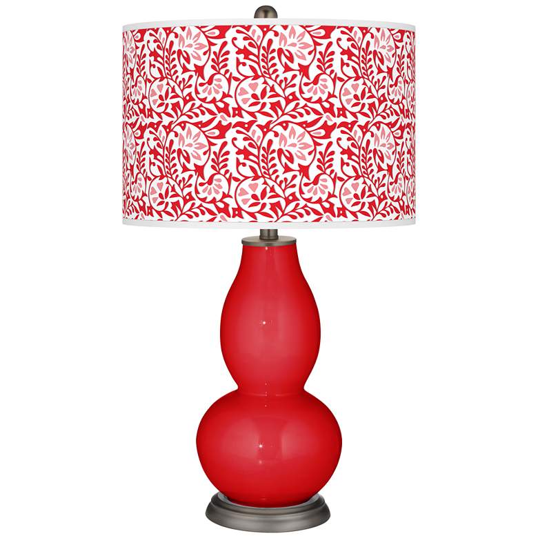 Image 1 Bright Red Gardenia Double Gourd Table Lamp