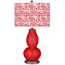 Bright Red Gardenia Double Gourd Table Lamp