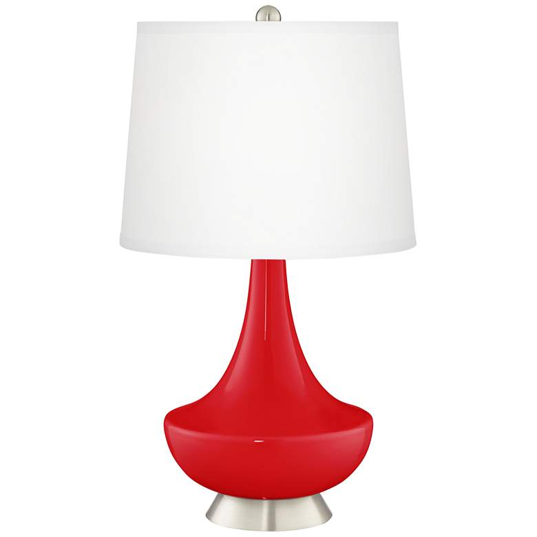 Image 2 Bright Red Gillan Glass Table Lamp with Dimmer