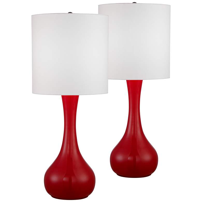Image 1 Bright Red Glass Table Lamp Set of 2