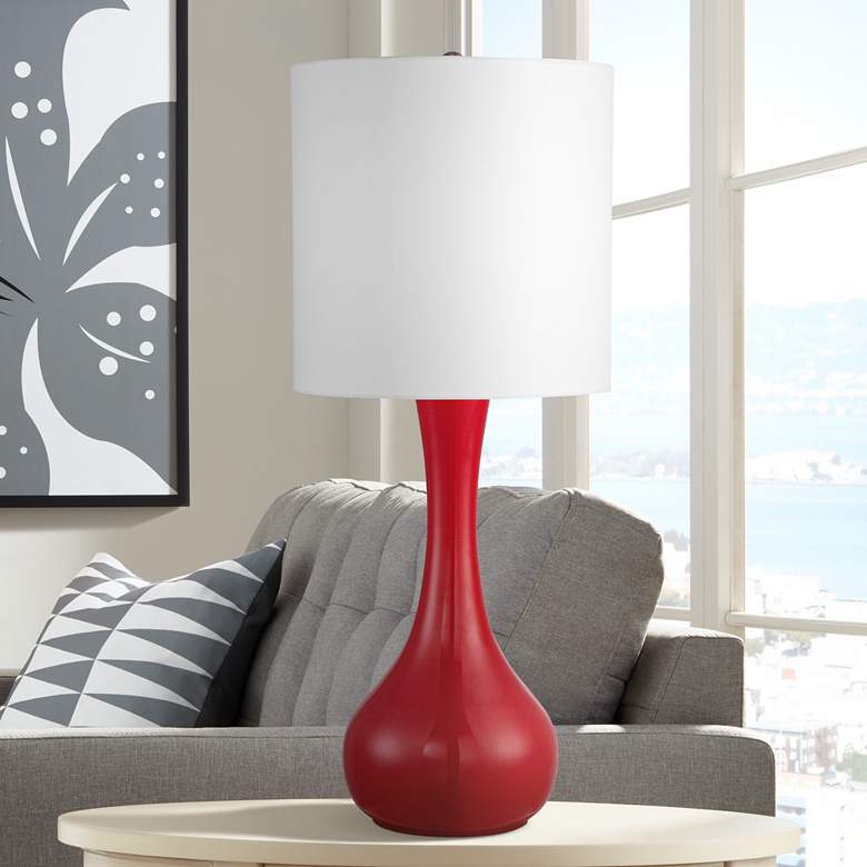 Image 1 Bright Red Glass Table Lamp