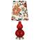 Bright Red Harvest Flowers Cone Shade Small Gourd Table Lamp