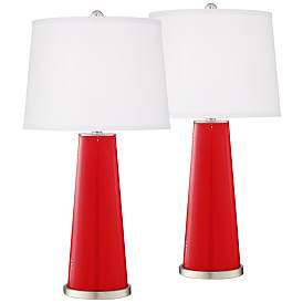Image2 of Bright Red Leo Table Lamp Set of 2 with Dimmers