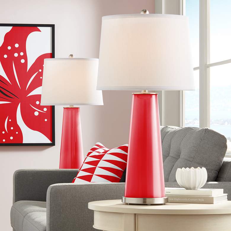 Image 1 Bright Red Leo Table Lamp Set of 2