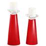 Bright Red Meghan Set of 2 Candleholders