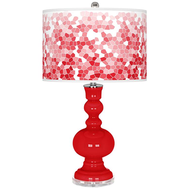 Image 1 Bright Red Mosaic Giclee Apothecary Table Lamp