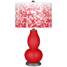 Image1 of Bright Red Mosaic Giclee Double Gourd Table Lamp