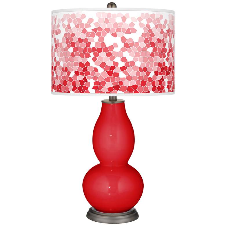 Image 1 Bright Red Mosaic Giclee Double Gourd Table Lamp