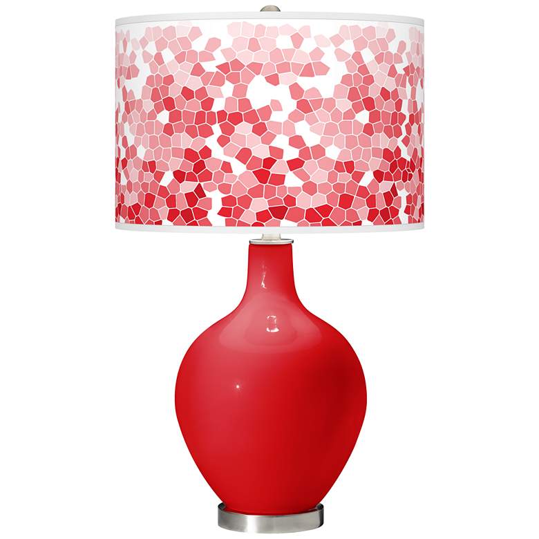 Image 1 Bright Red Mosaic Giclee Ovo Table Lamp