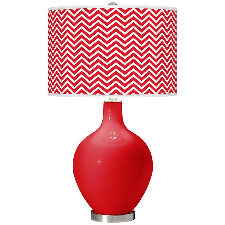 Image 1 Bright Red Narrow Zig Zag Ovo Table Lamp