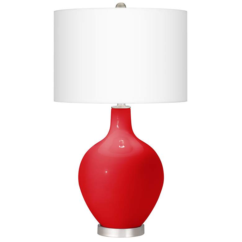 Image 2 Bright Red Ovo Table Lamp With Dimmer