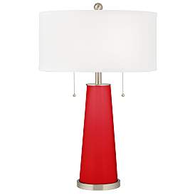 Image2 of Bright Red Peggy Glass Table Lamp With Dimmer