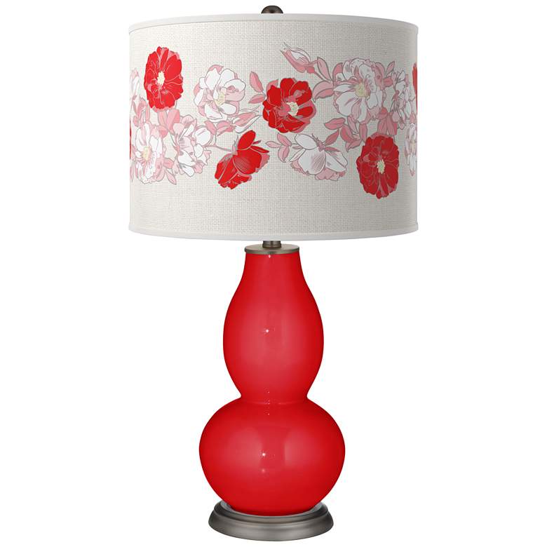 Image 1 Bright Red Rose Bouquet Double Gourd Table Lamp