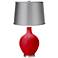 Bright Red - Satin Light Gray Shade Ovo Table Lamp