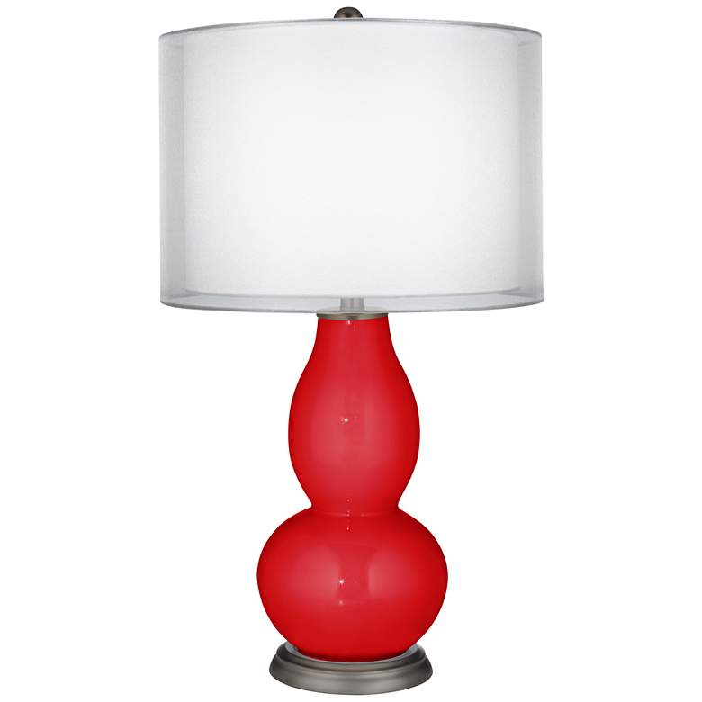Image 1 Bright Red Sheer Double Shade Double Gourd Table Lamp