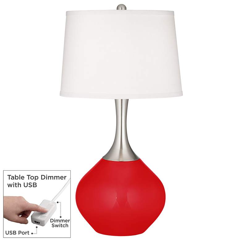 Image 1 Bright Red Spencer Table Lamp with Dimmer