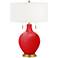 Bright Red Toby Brass Accents Table Lamp