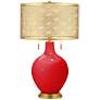 Bright Red Toby Brass Metal Shade Table Lamp