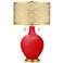 Bright Red Toby Brass Metal Shade Table Lamp