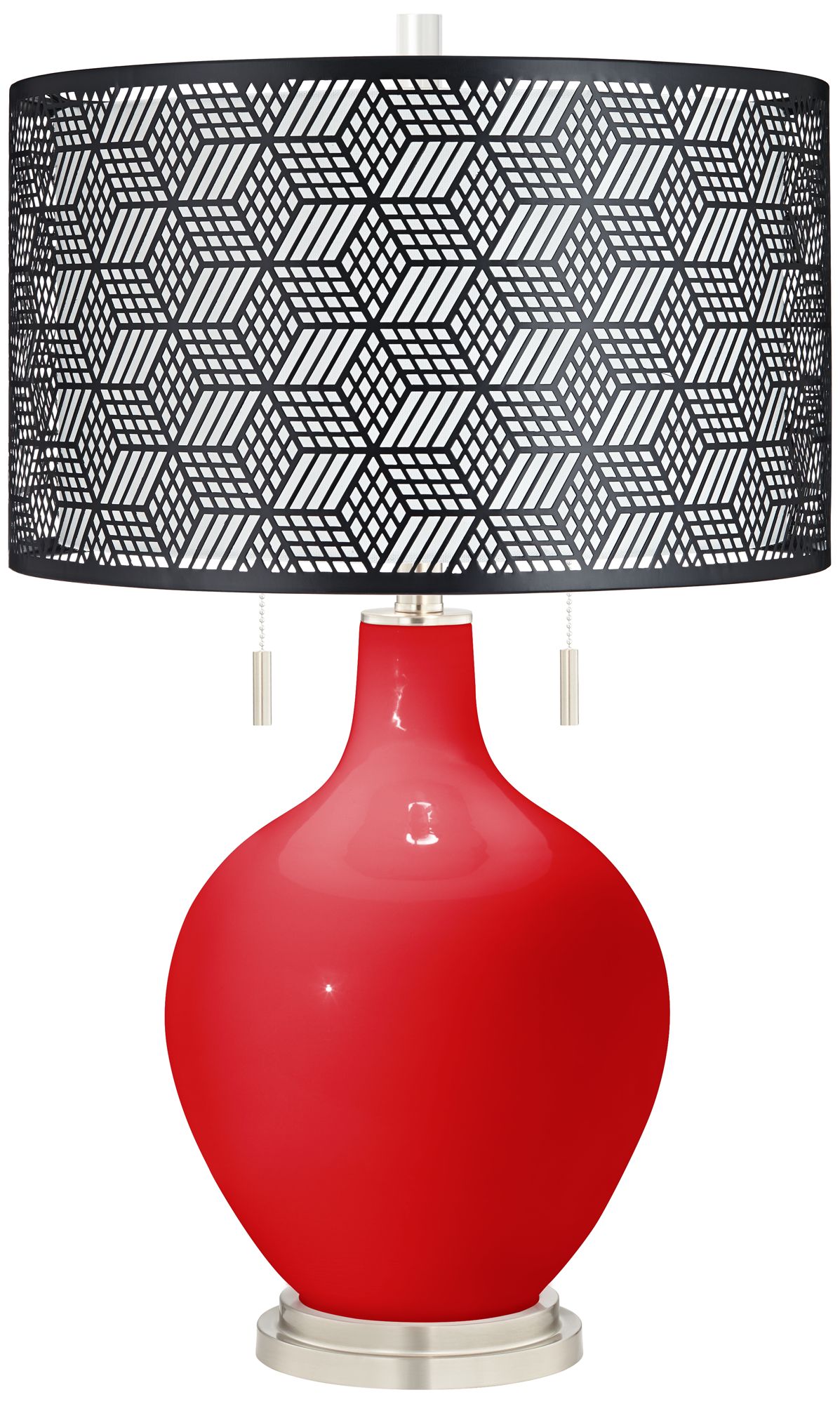 red and black table lamp