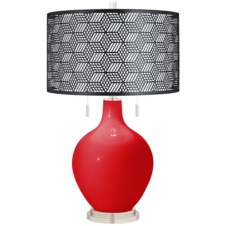 Image 1 Bright Red Toby Table Lamp With Black Metal Shade