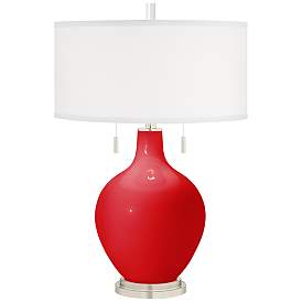 Image2 of Bright Red Toby Table Lamp with Dimmer
