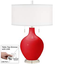 Image1 of Bright Red Toby Table Lamp with Dimmer