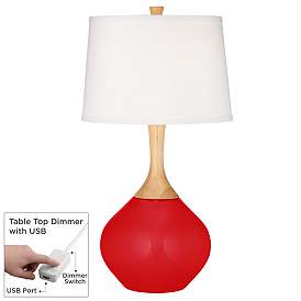 Image1 of Bright Red Wexler Table Lamp with Dimmer