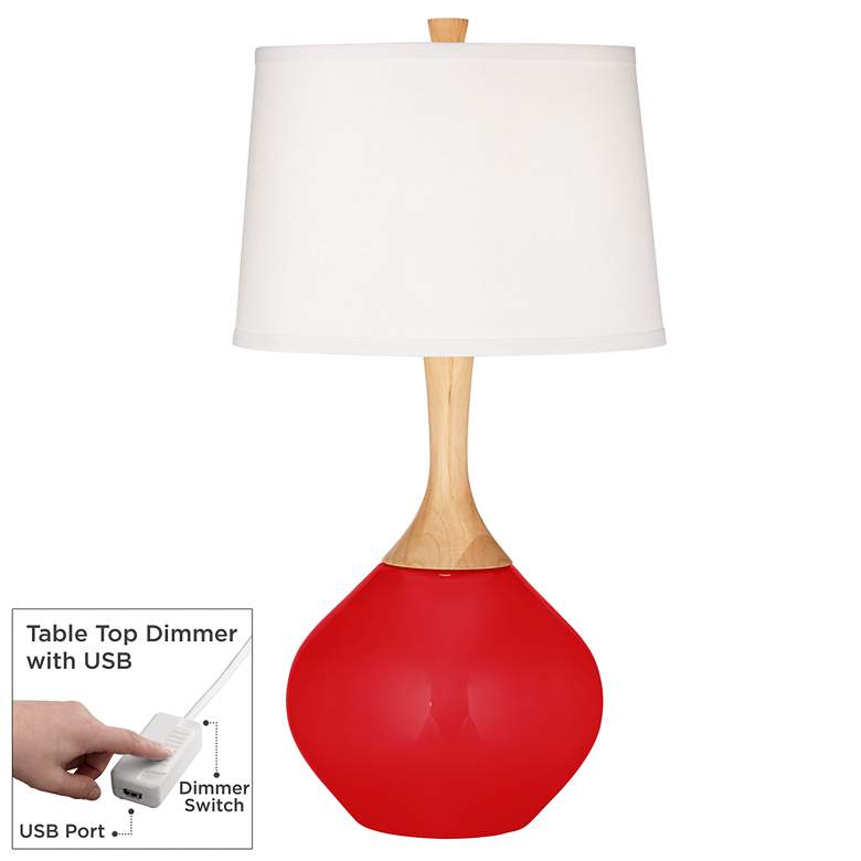 Image 1 Bright Red Wexler Table Lamp with Dimmer