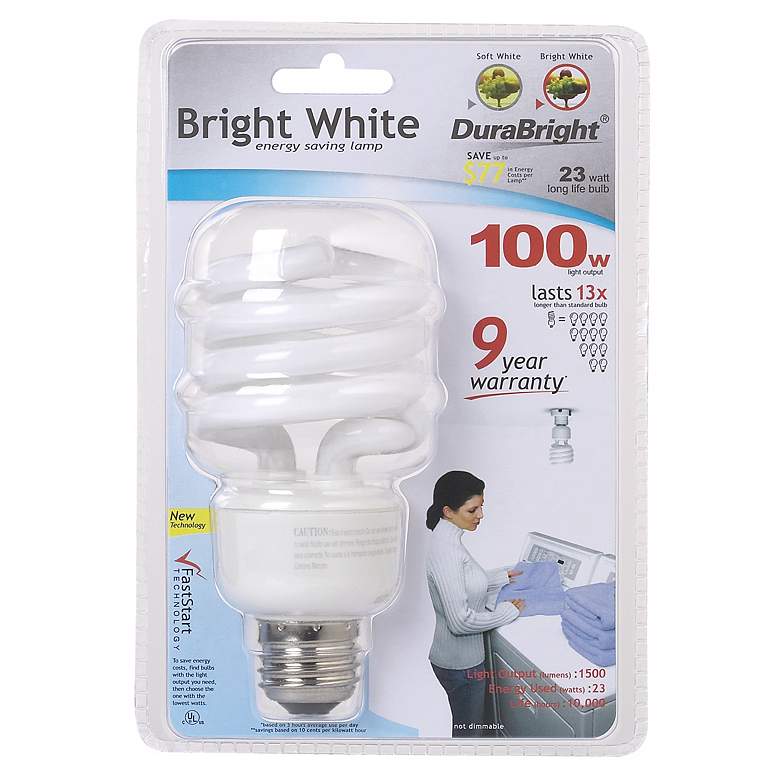 Image 1 Bright White 23 Watt CFL Light Bulb