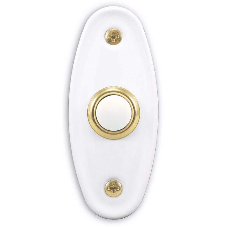 Image 1 Bright White Porcelain Lighted Doorbell Button