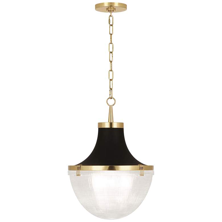 Image 2 Brighton 13 inch Wide Modern Brass and Matte Black Pendant Light