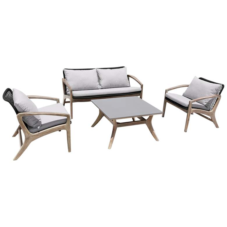 Image 1 Brighton 4 Piece Outdoor Patio Seating Set in Light Eucalyptus with Rope