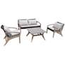 Brighton 4 Piece Outdoor Patio Seating Set in Light Eucalyptus with Rope