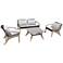 Brighton 4 Piece Outdoor Patio Seating Set in Light Eucalyptus with Rope