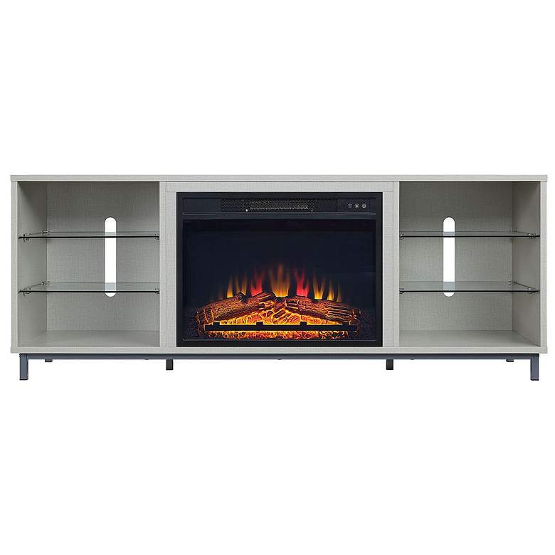 Image 1 Brighton 60 inch Fireplace with Glass Shelves in Beige