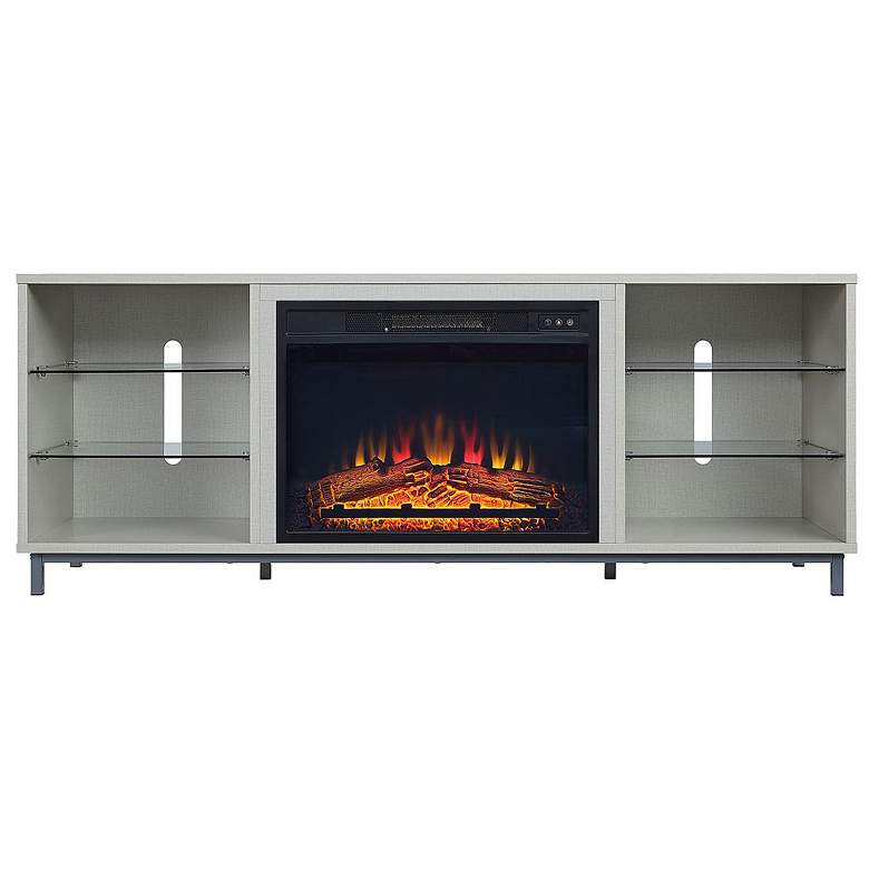 Image 1 Brighton 60" Fireplace with Glass Shelves in Beige