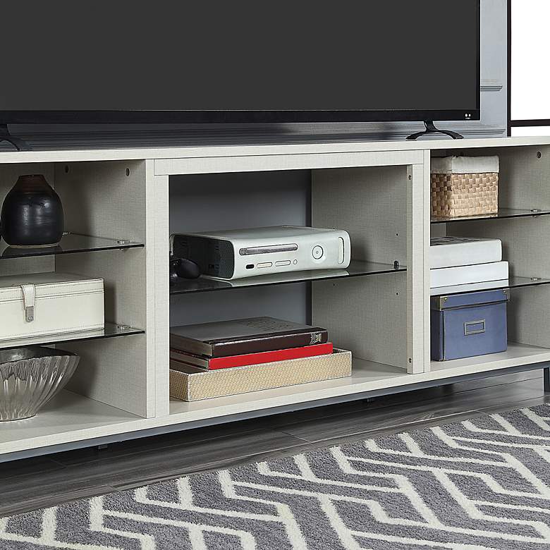 Image 4 Brighton 60" Wide Beige Wood Rectangular 7-Shelf TV Stand more views