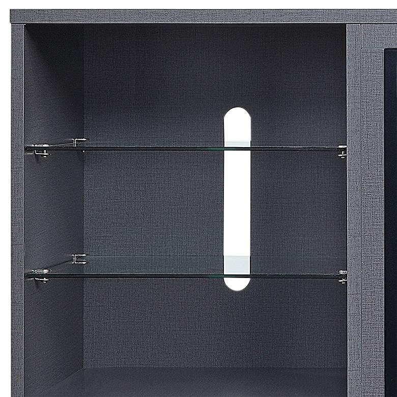 Image 3 Brighton 60" Wide Gray Wood 6-Shelf Electric Fireplace more views