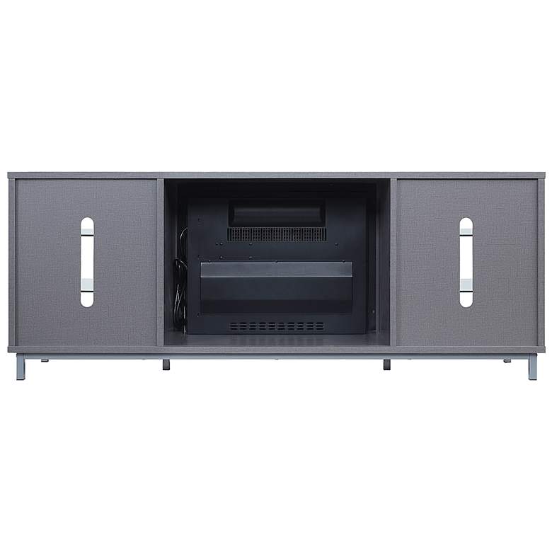 Image 6 Brighton 60 inch Wide Gray Wood 6-Shelf Electric Fireplace more views