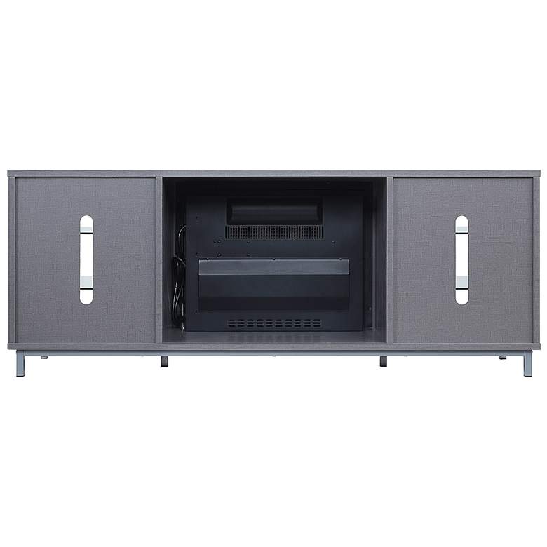 Image 6 Brighton 60" Wide Gray Wood 6-Shelf Electric Fireplace more views