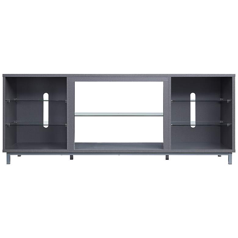 Image 2 Brighton 60" Wide Gray Wood Rectangular 7-Shelf TV Stand