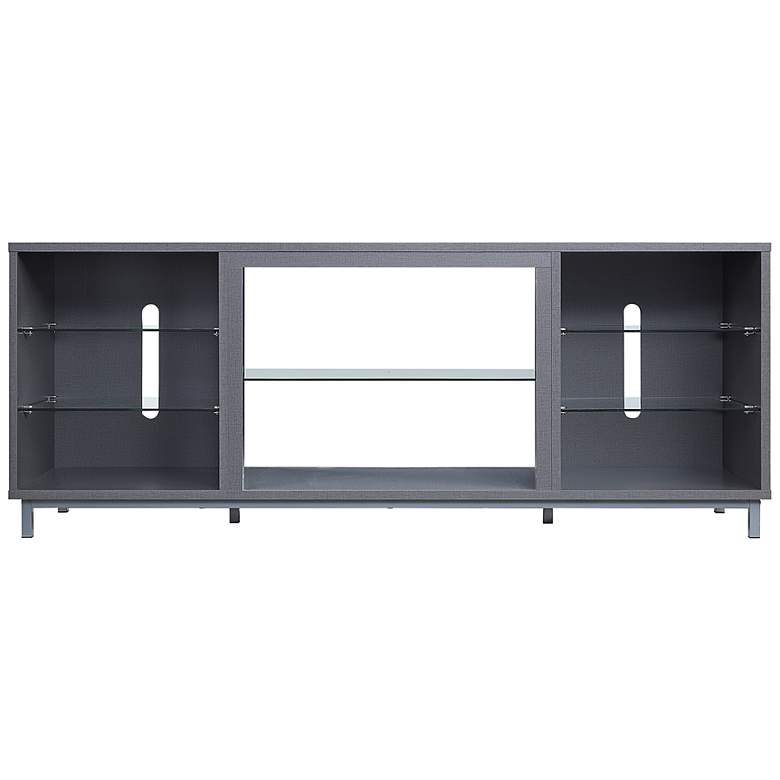 Image 2 Brighton 60 inch Wide Gray Wood Rectangular 7-Shelf TV Stand