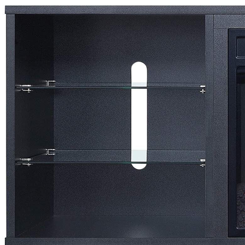 Image 3 Brighton 60" Wide Onyx Wood 6-Shelf Electric Fireplace more views