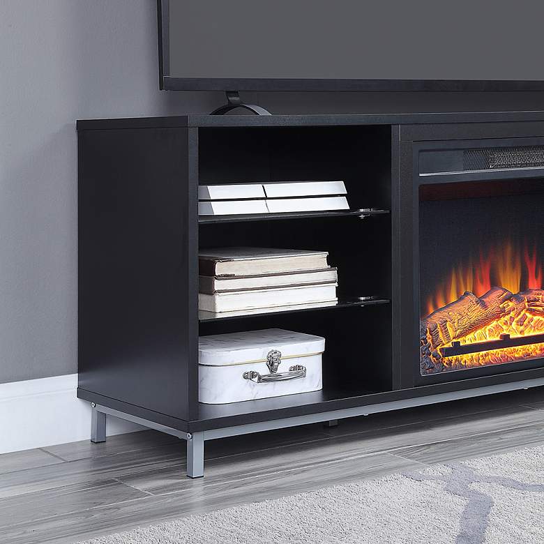 Image 4 Brighton 60 inch Wide Onyx Wood 6-Shelf Electric Fireplace more views