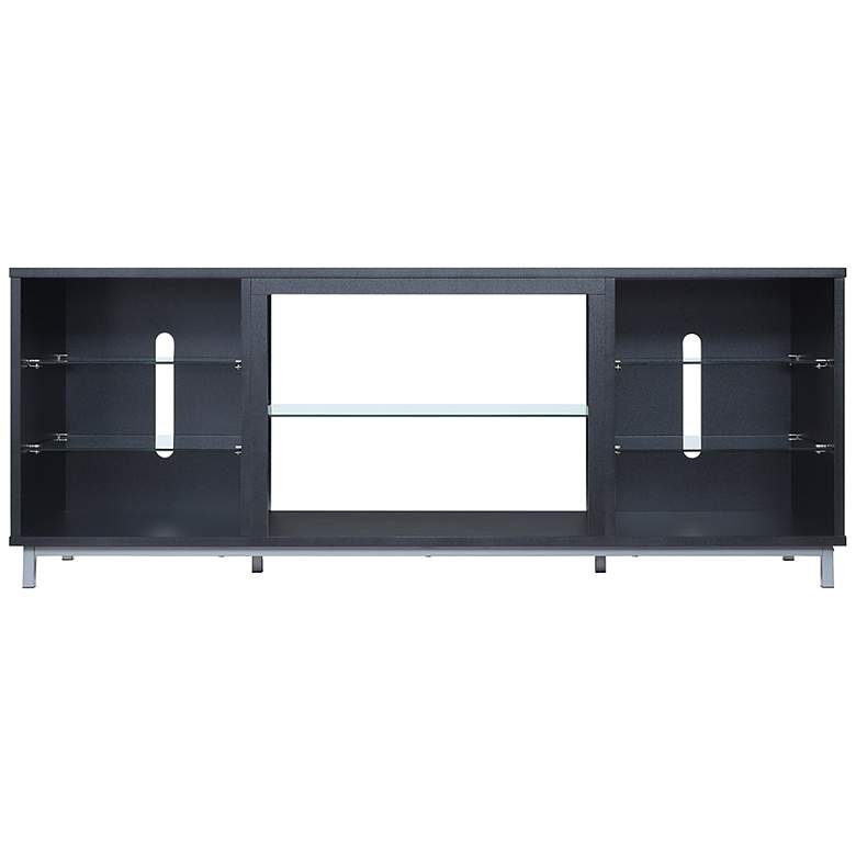 Image 2 Brighton 60" Wide Onyx Wood Rectangular 7-Shelf TV Stand