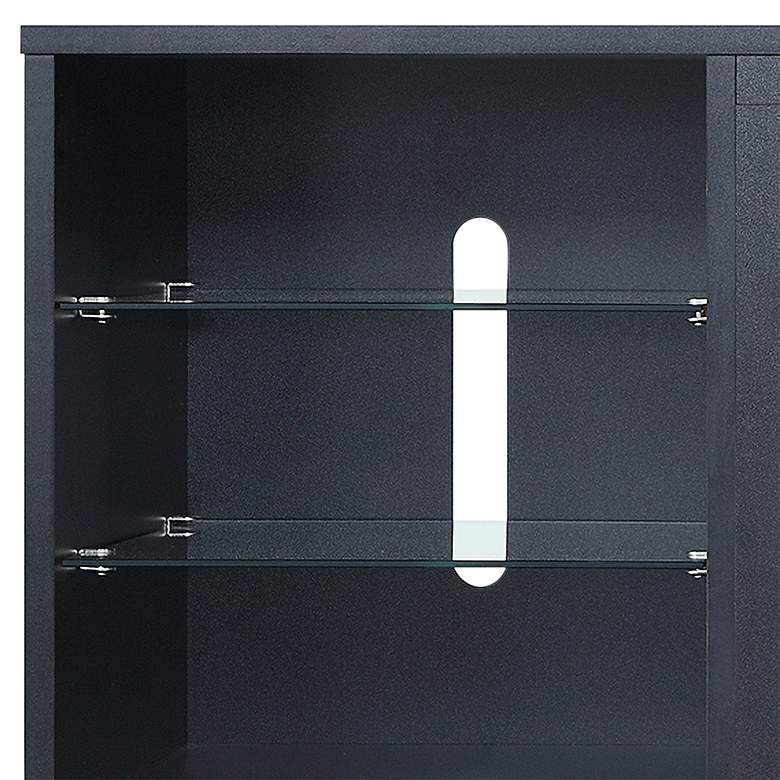 Image 3 Brighton 60" Wide Onyx Wood Rectangular 7-Shelf TV Stand more views